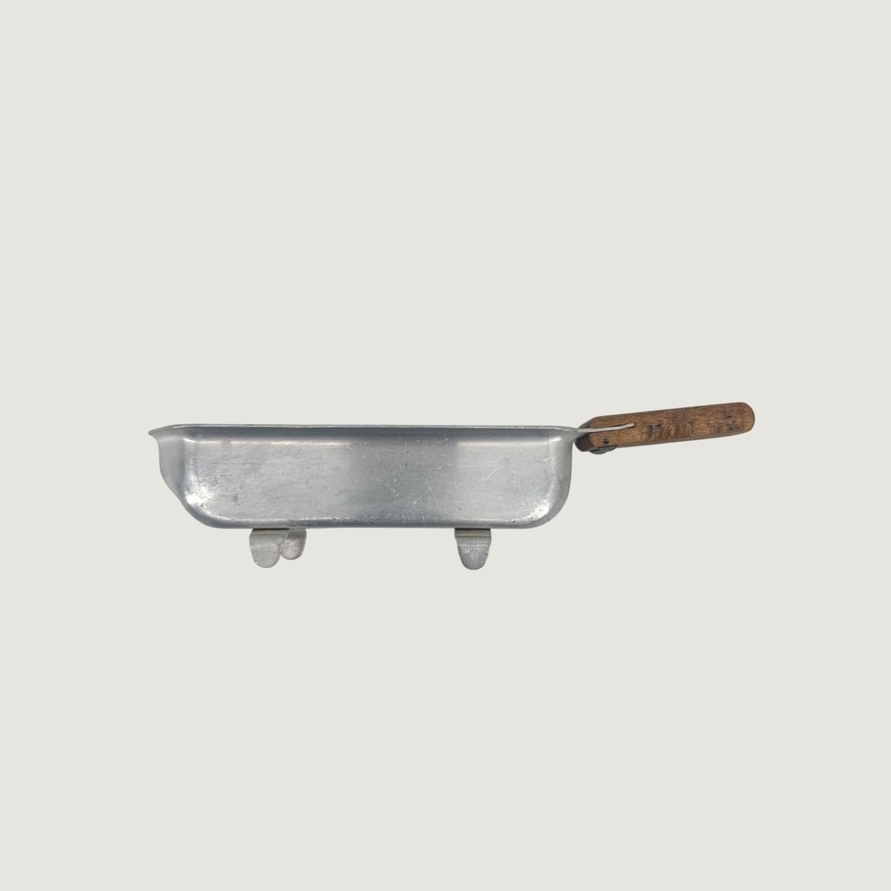 Vintage Aluminum Corn Butterer Melting Pan Wood Handle‎ Silver Mid-Century MCM